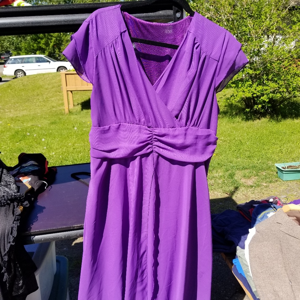 Purple tea length dress